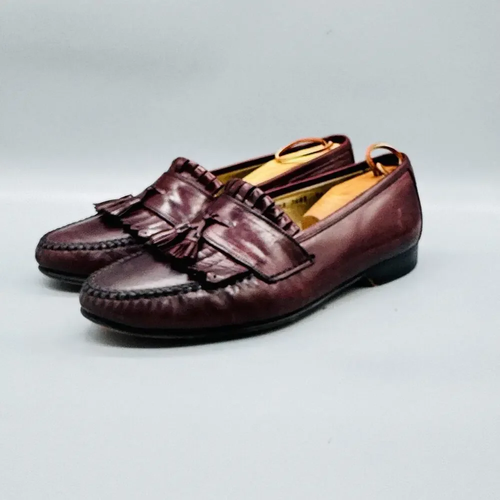 Johnston & Murphy Shoes Mens 11 Red Leather Kiltie Tassel Loafers Dress Casual
